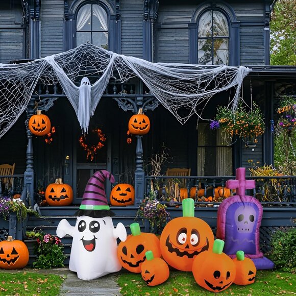 🆕4FT Christmas Inflatable Pumpkin Tombstone Window Wall Roof Outdoor Decoration - Picture 11 of 12